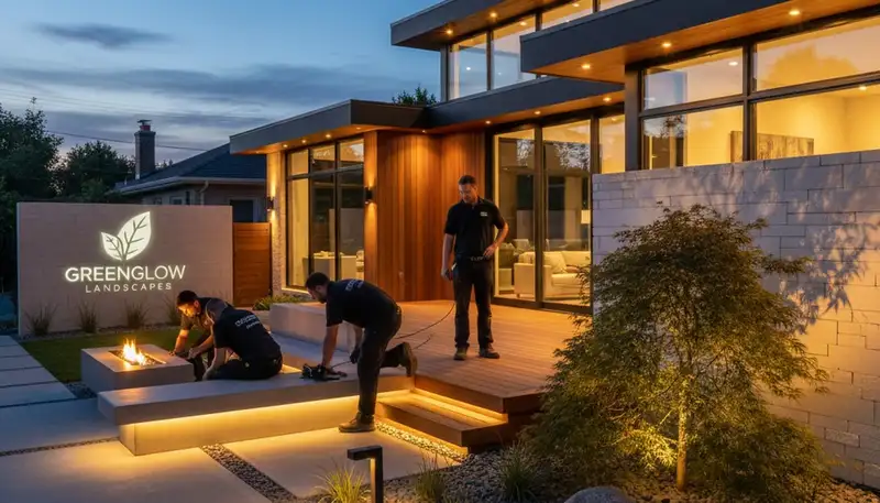 Landscape lighting installation in Palm Springs, CA for enhanced curb appeal and security