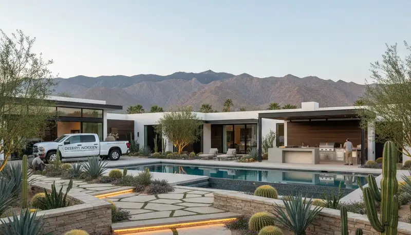 Palm Springs, CA landscaping service showcasing professional desert landscape design for homes and businesses