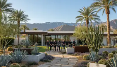 Palm Springs, CA landscaping design for a modern desert yard with drought-tolerant plants