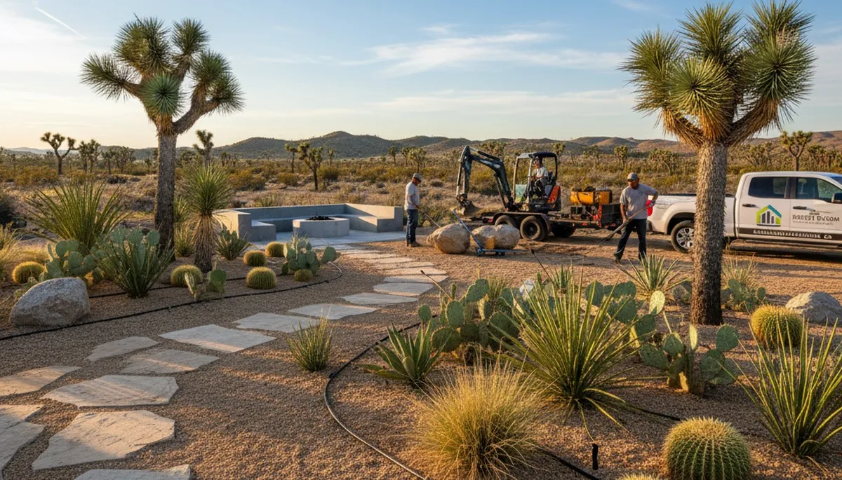 Palm Springs, CA landscaping design for a modern desert yard with drought-tolerant plants