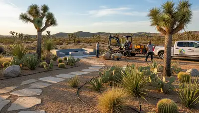 Palm Springs, CA landscaping design for a modern desert yard with drought-tolerant plants