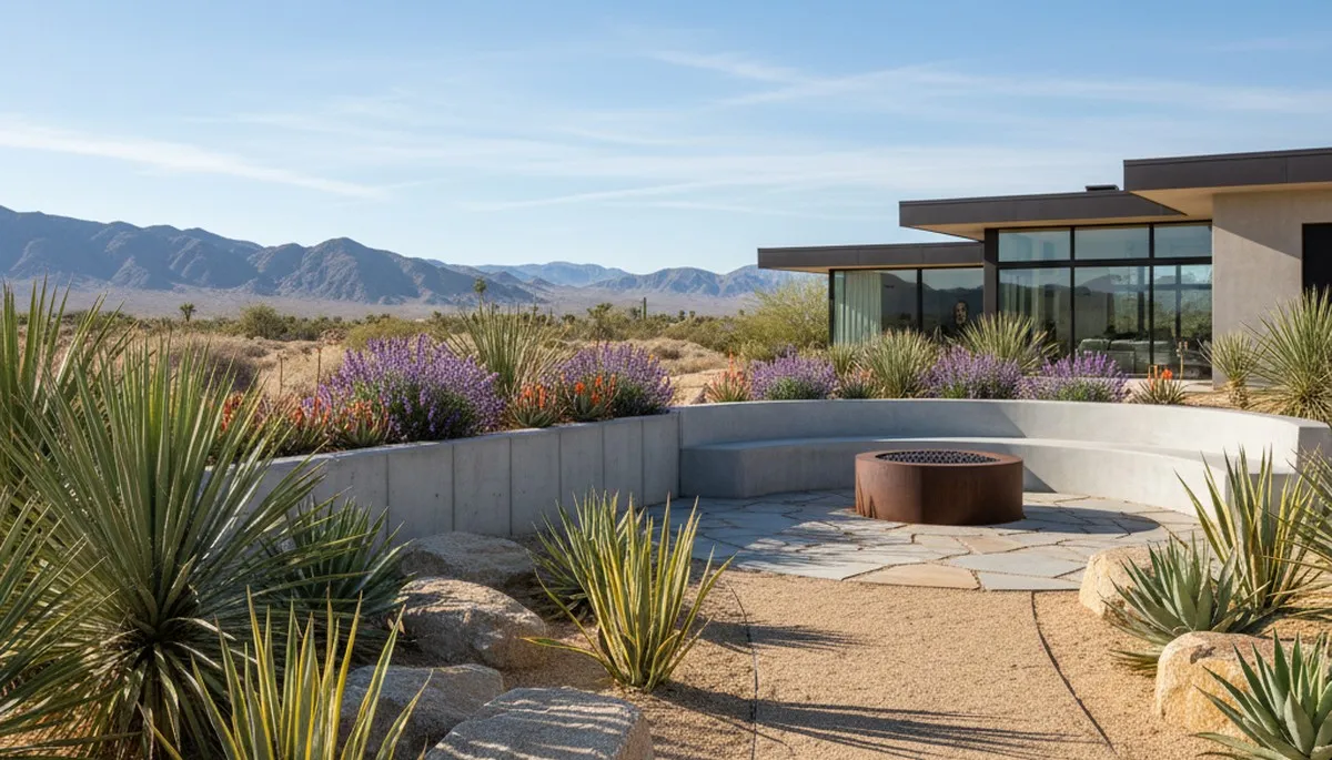 Palm Springs, CA landscape design for a modern desert yard with drought-tolerant plants