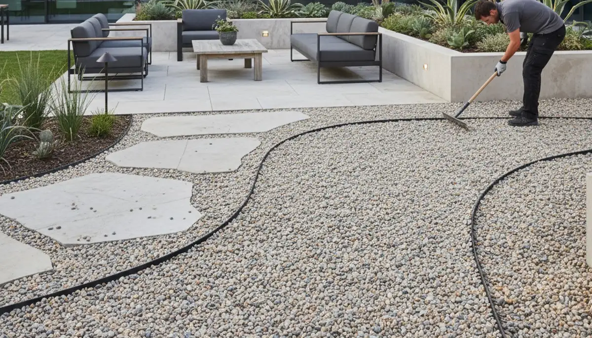 Pea gravel landscaping in Palm Springs, CA for pathways and low-maintenance desert yards